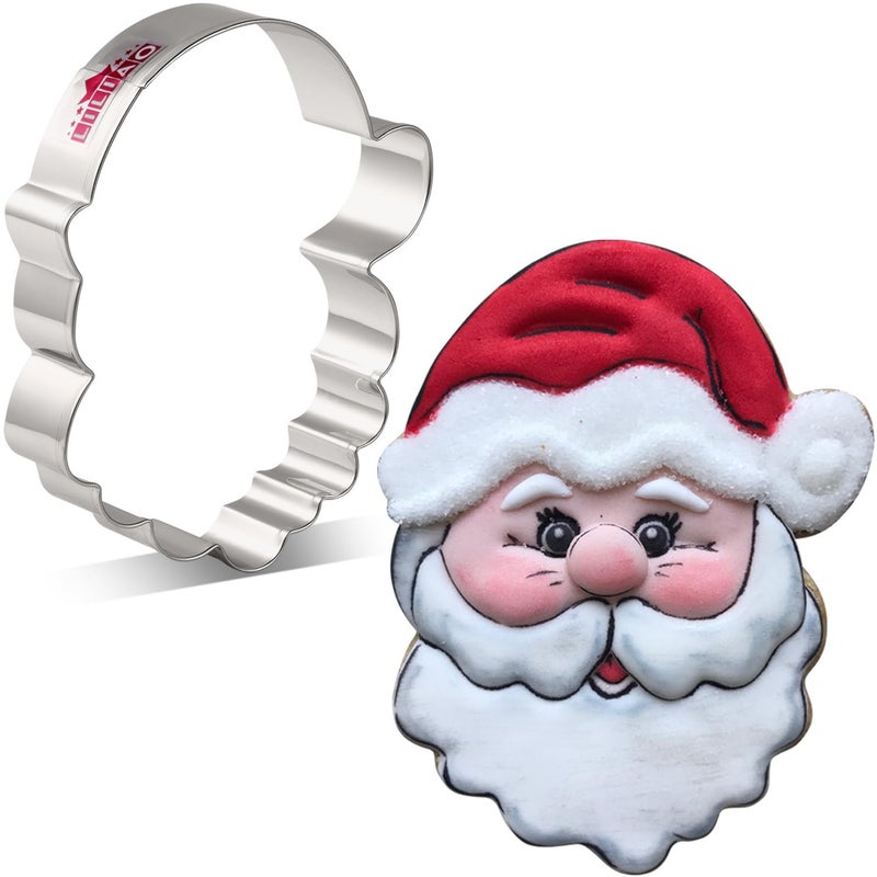 LILIAO Christmas Santa Face Cookie Cutter - 3.4 x 4.3 inches - Stainless Steel - Image 1